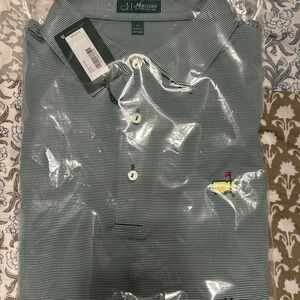 NWT- Masters Peter Millar Green Striped Polo Shirt- XL